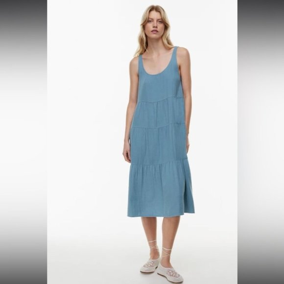 Aritzia Dresses & Skirts - Aritzia Wilfred Periwinkle Blue Sleeveless Firefly Midi Dress Size L